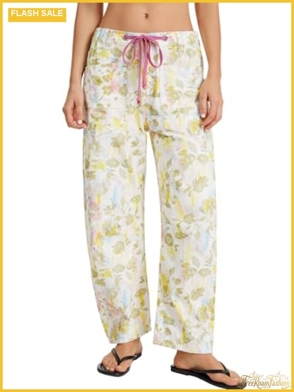Ladyful Womens Floral Print Baggy Barrel Jeans Y2K Mid Rise Denim Pants